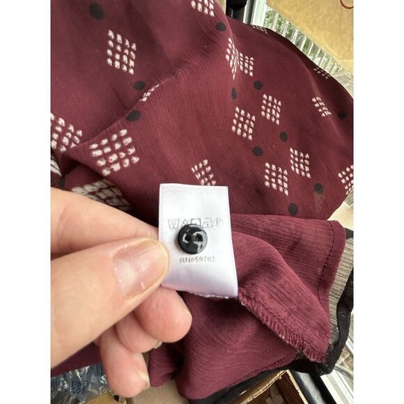 Adrianna Papell Maroon Red Floral Pattern Long Sleeve Lined Blouse Size S - Picture 8 of 8